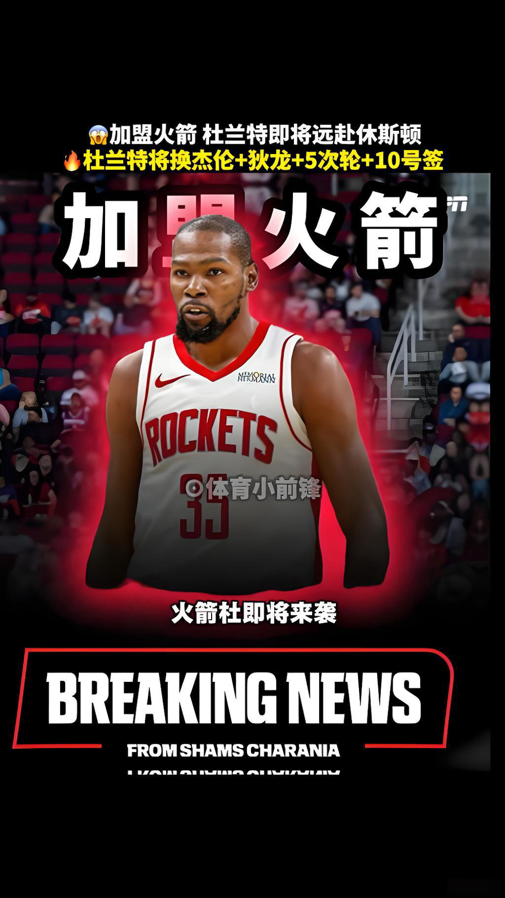 火箭签杜兰特+卡佩拉 球队实力飙升引期待