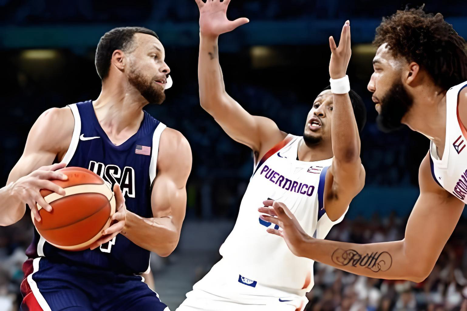 美国男篮热身赛三连胜 替补双塔压制恩比德